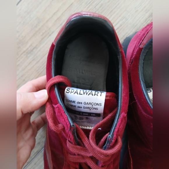Comme des Garcons CDG x Spalwart Velvet Tempo Sneakers in Burgundy Red. Size 40 - Picture 7 of 10